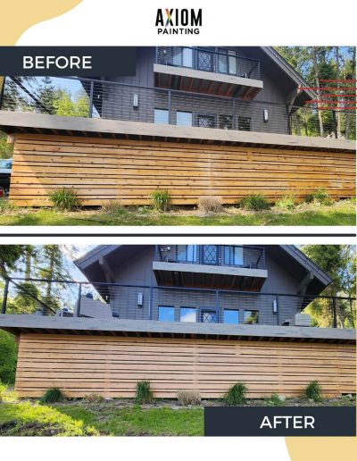 Exterior wood staining before and after