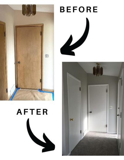 Interior door painting and trim painting before and after