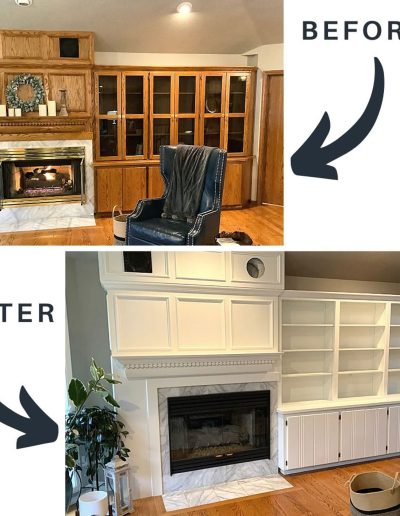 Cabinet painting before and after
