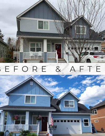 Large exterior house painting before and after