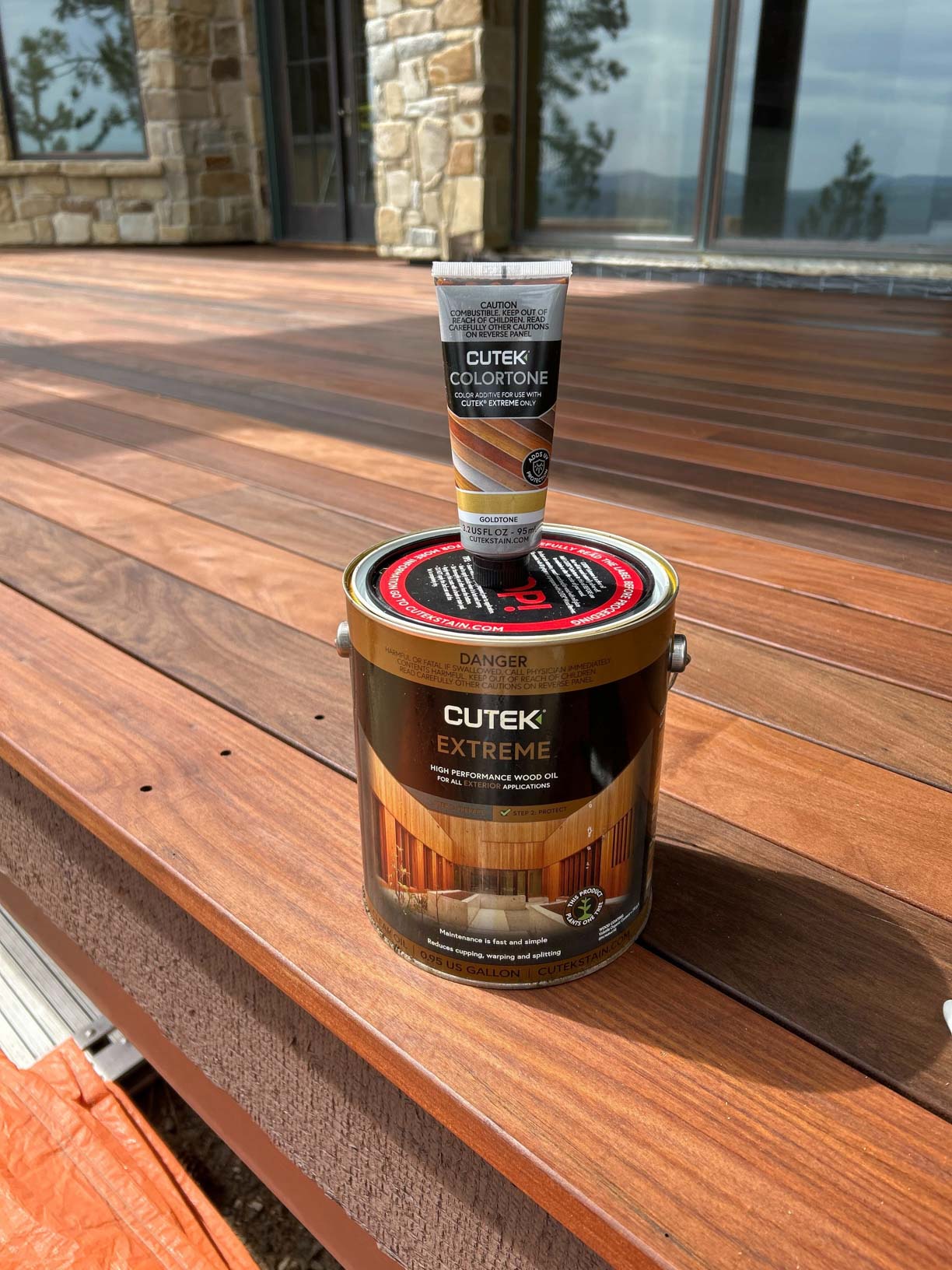 Stained exterior wood on residential property