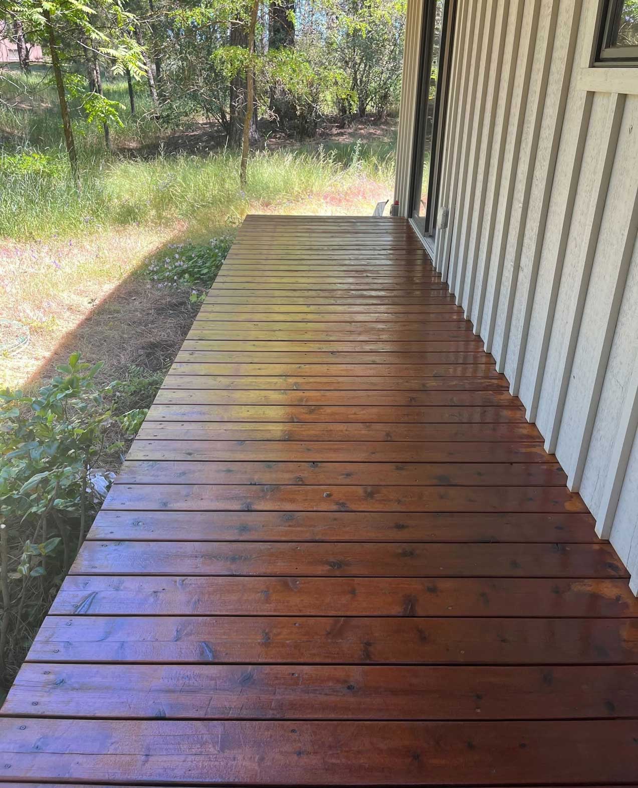 Refinished stained decking