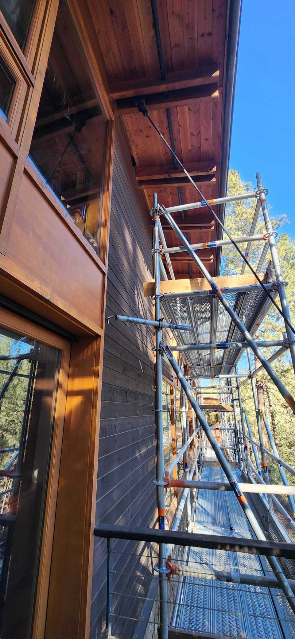 Stained exterior wood siding