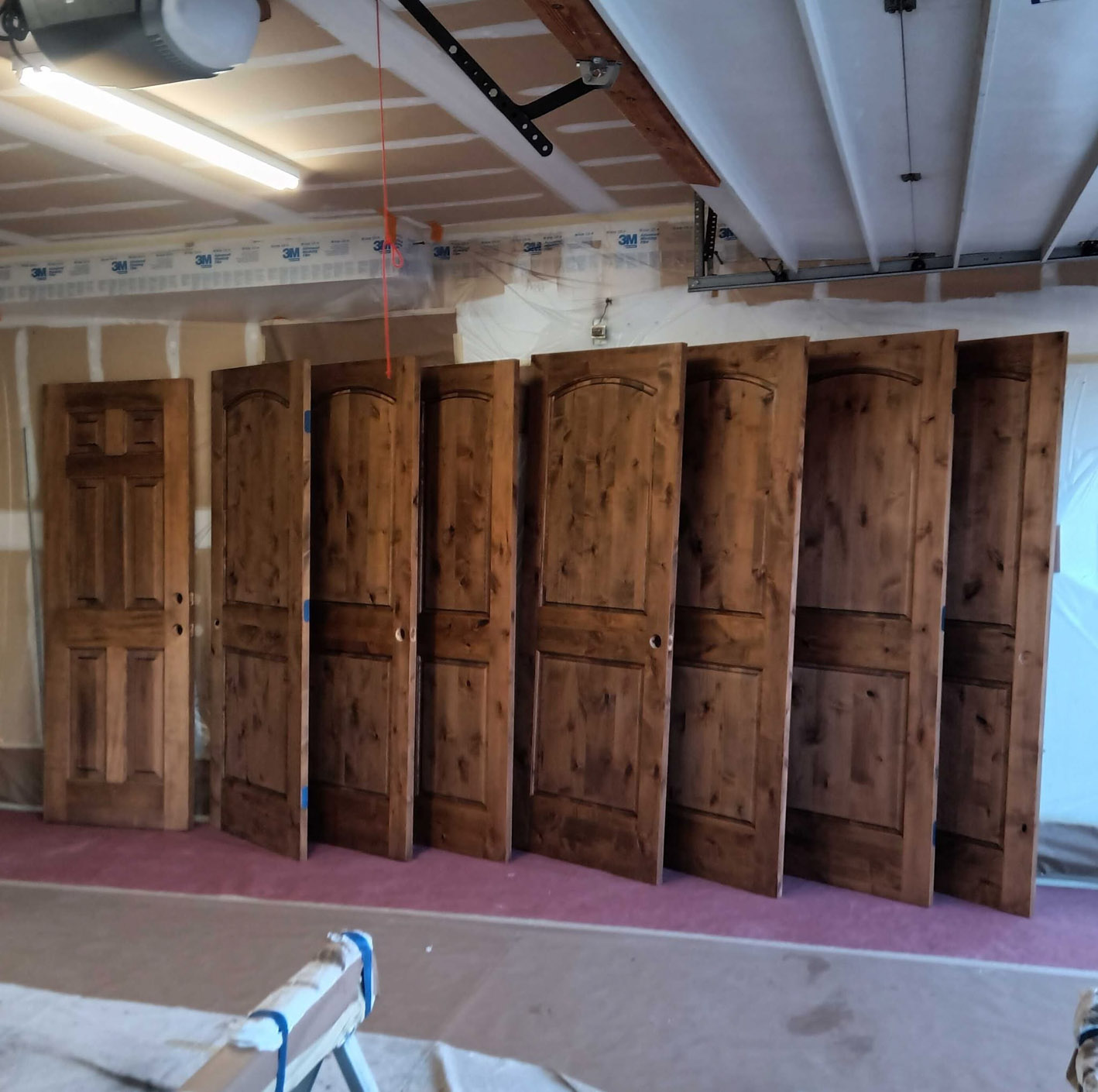 New interior doors stained and drying